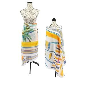 INOUITOOSH‎ Sarong Alma Wrap Scarf Cover-Up Art to Wear Resort Beach Vacation